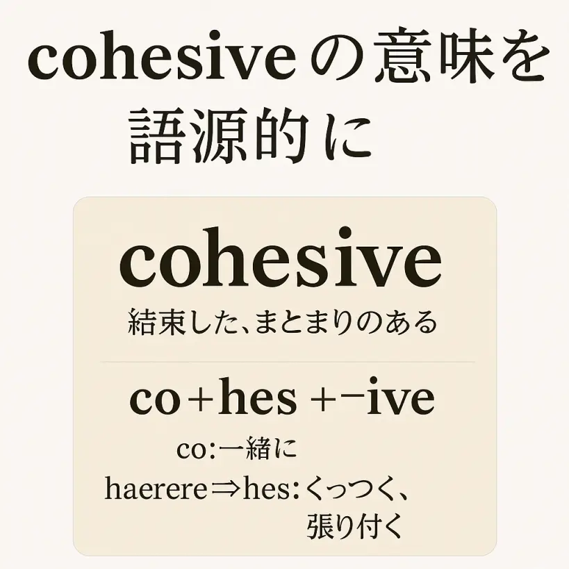 cohesiveの意味をわかりやすく説明 一夜漬け英単語記憶術 語源