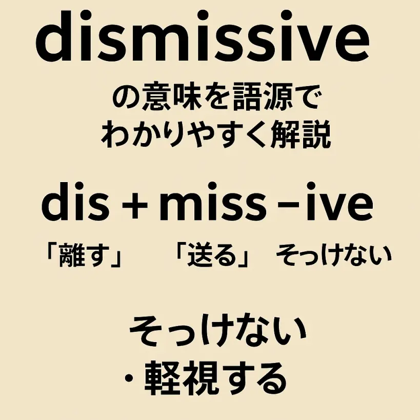 dismissiveの意味をわかりやすく説明 一夜漬け英単語記憶術 語源