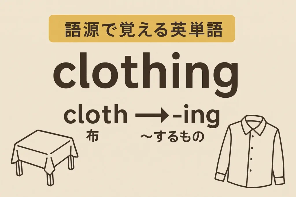 【語源で覚える英単語】clothingの意味と語源をやさしく解説|金のフレーズ p.18-19収録
