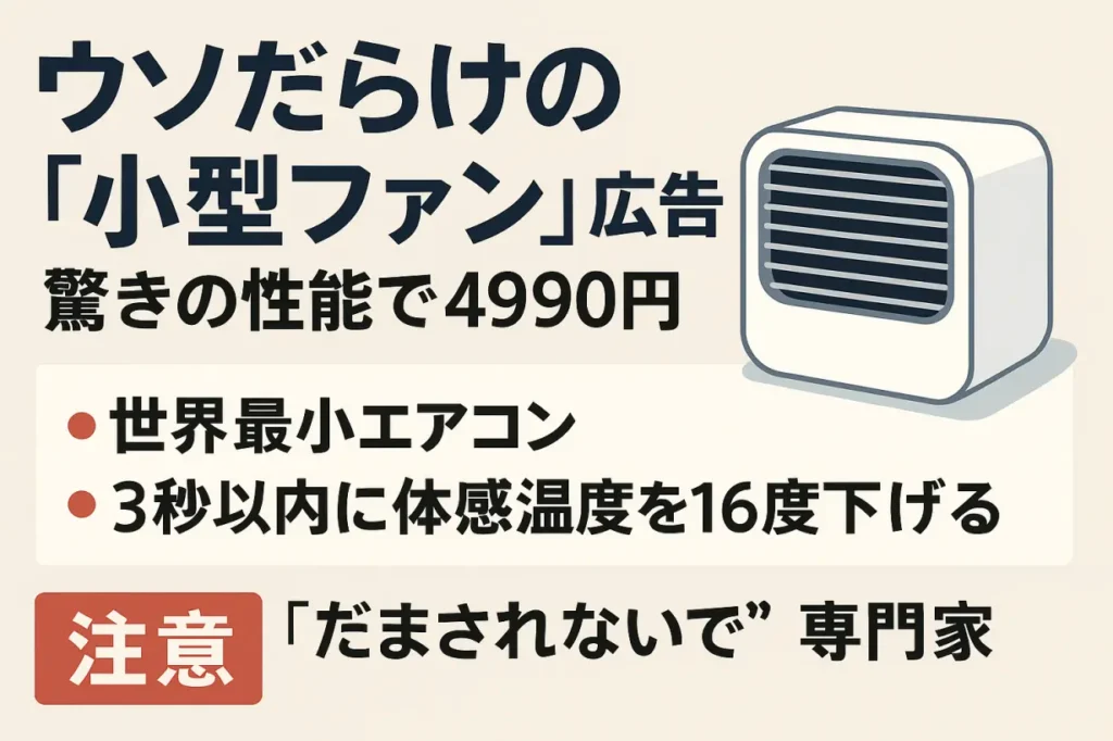 【要注意】“世界最小エアコン”の正体とは?SNSで急増中の小型ファン詐欺広告に気をつけて
