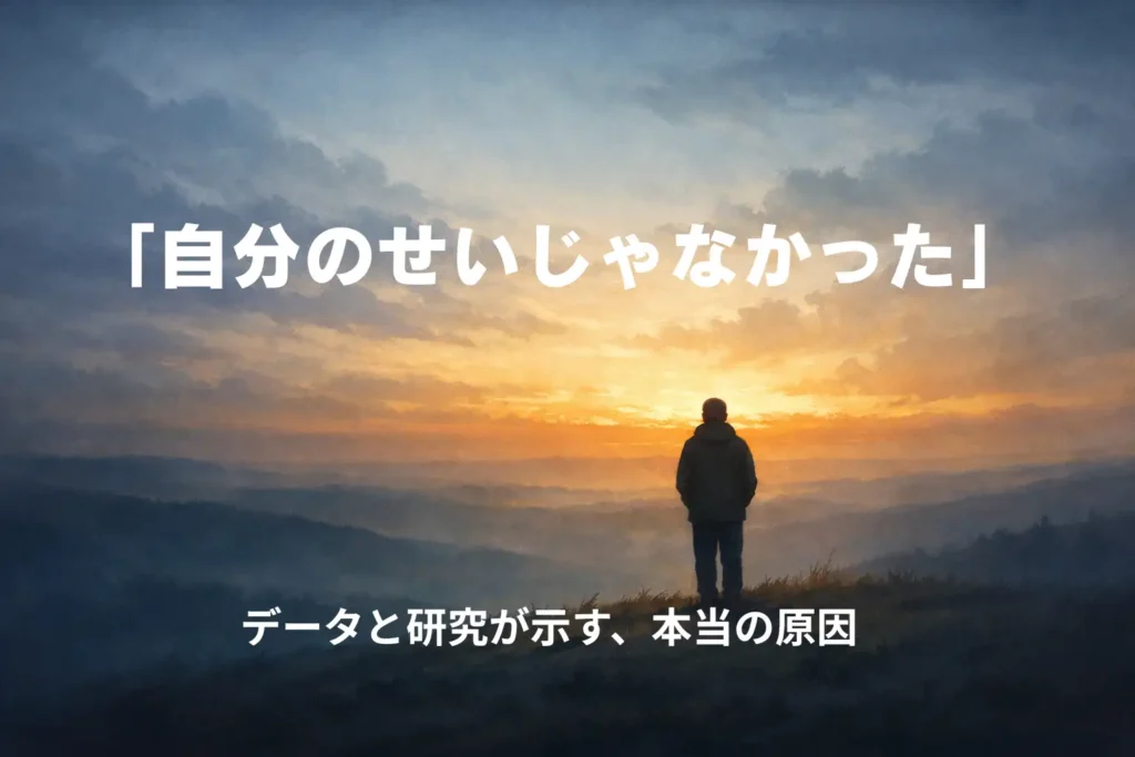 夜明けの地平線に向かって立つ一人の人物のシルエット。就職氷河期世代の再出発と希望を表すアイキャッチ画像。