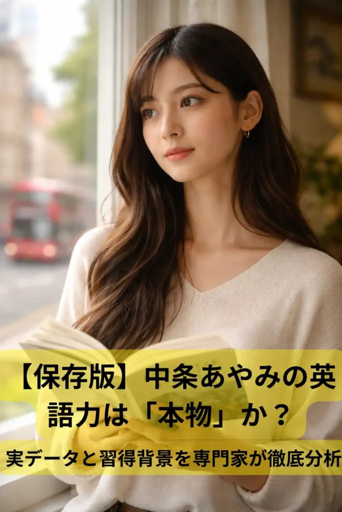 中条あやみの英語力の背景を表す、英語の本を手に窓辺で物思いにふける日英ハーフの女性のポートレート