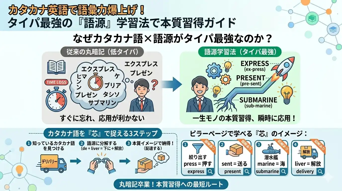 カタカナ英語で語彙力UP！タイパ最強の語源学習法で丸暗記を卒業する本質ガイド