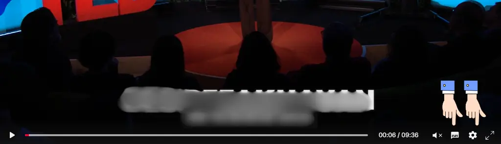 TED Talks動画にある歯車マークとタイプライターマークを示す画像